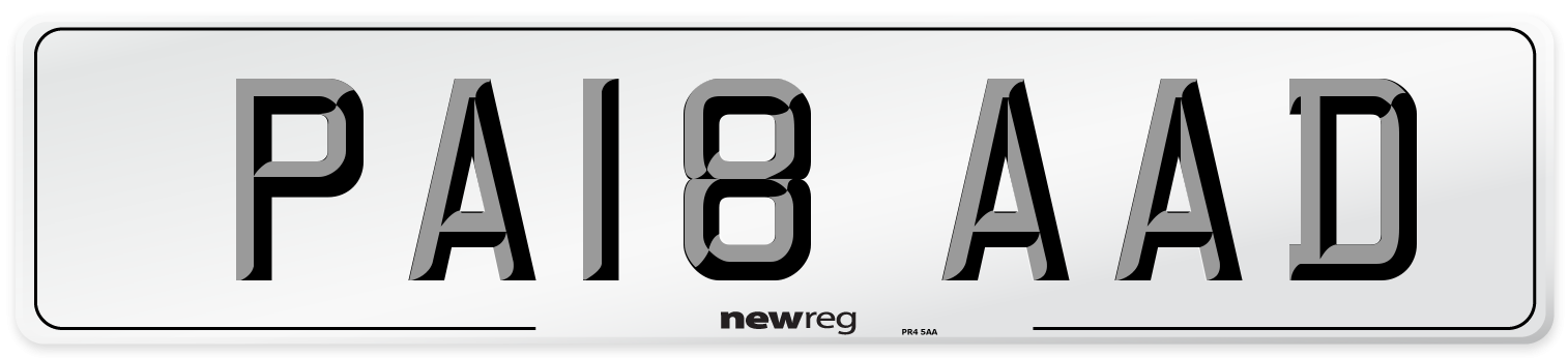 PA18 AAD Number Plate from New Reg
